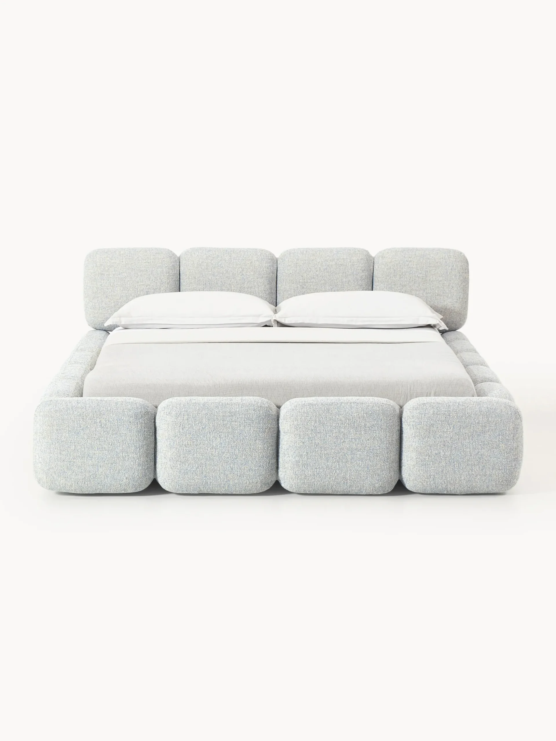 Letto imbottito in bouclé con contenitore Tayla