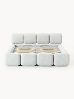 Letto imbottito in bouclé con contenitore Tayla