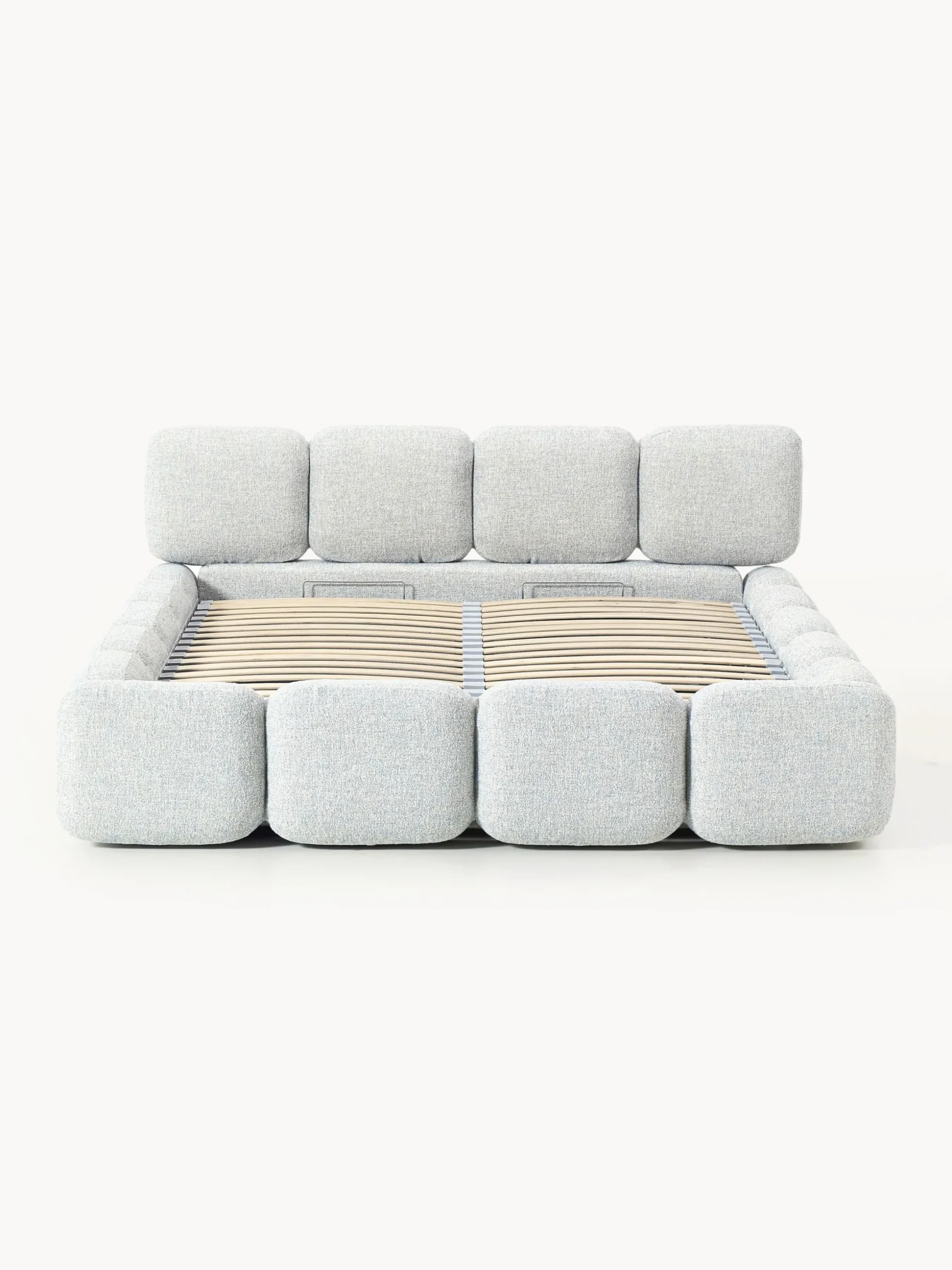 Letto imbottito in bouclé con contenitore Tayla