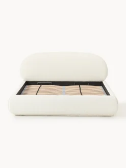 Letto imbottito in bouclé con contenitore Alba
