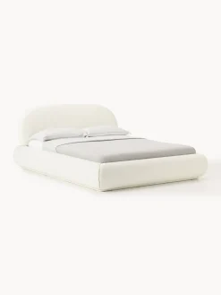 Letto imbottito in bouclé con contenitore Alba