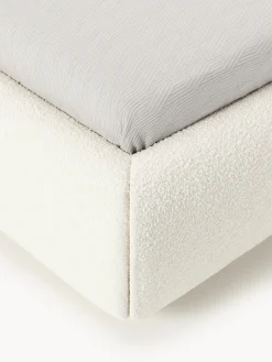 Letto imbottito in bouclé con contenitore Alba