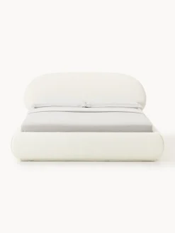 Letto imbottito in bouclé con contenitore Alba