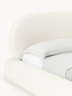 Letto imbottito in bouclé con contenitore Alba