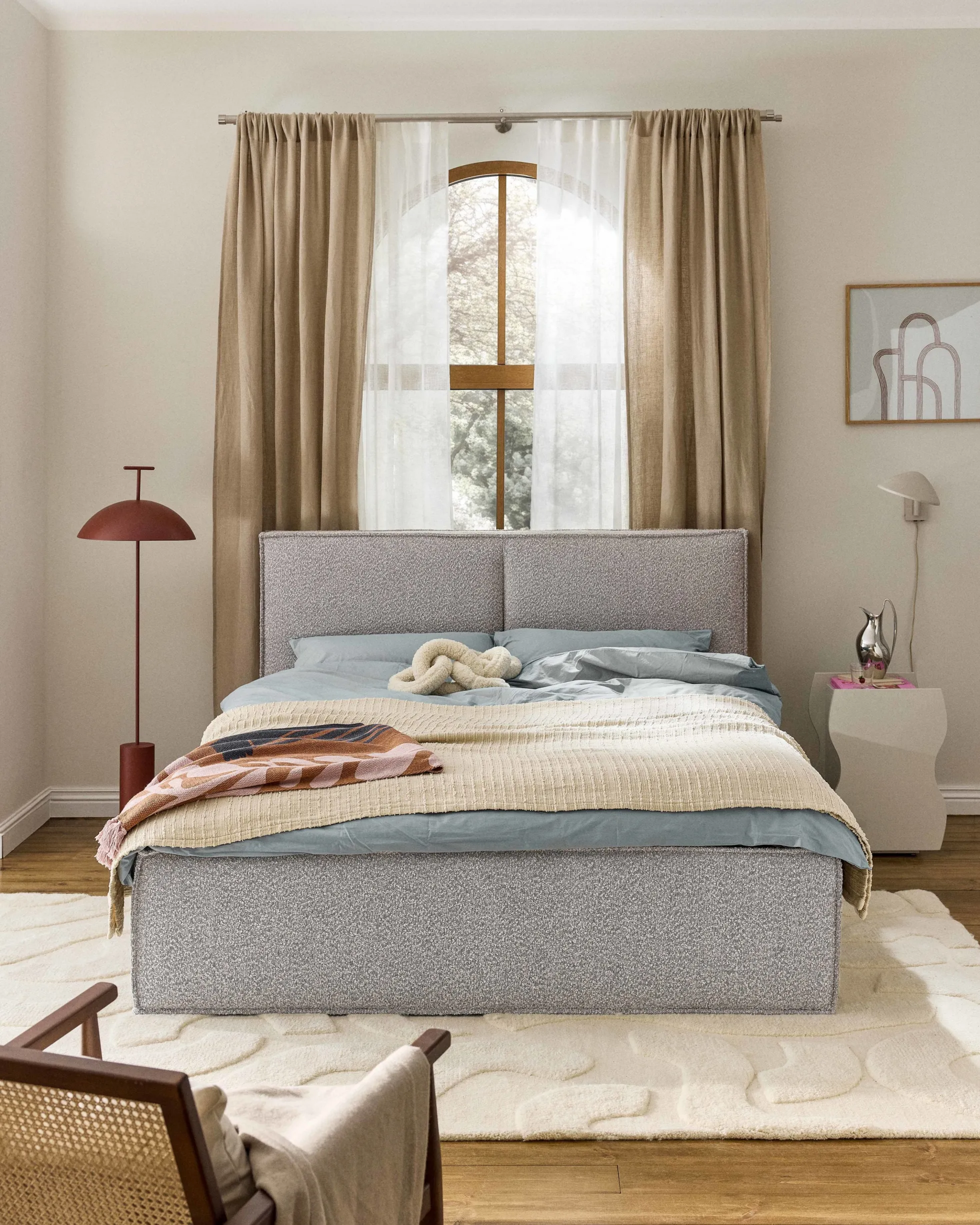 Letto imbottito in bouclé con contenitore Dream