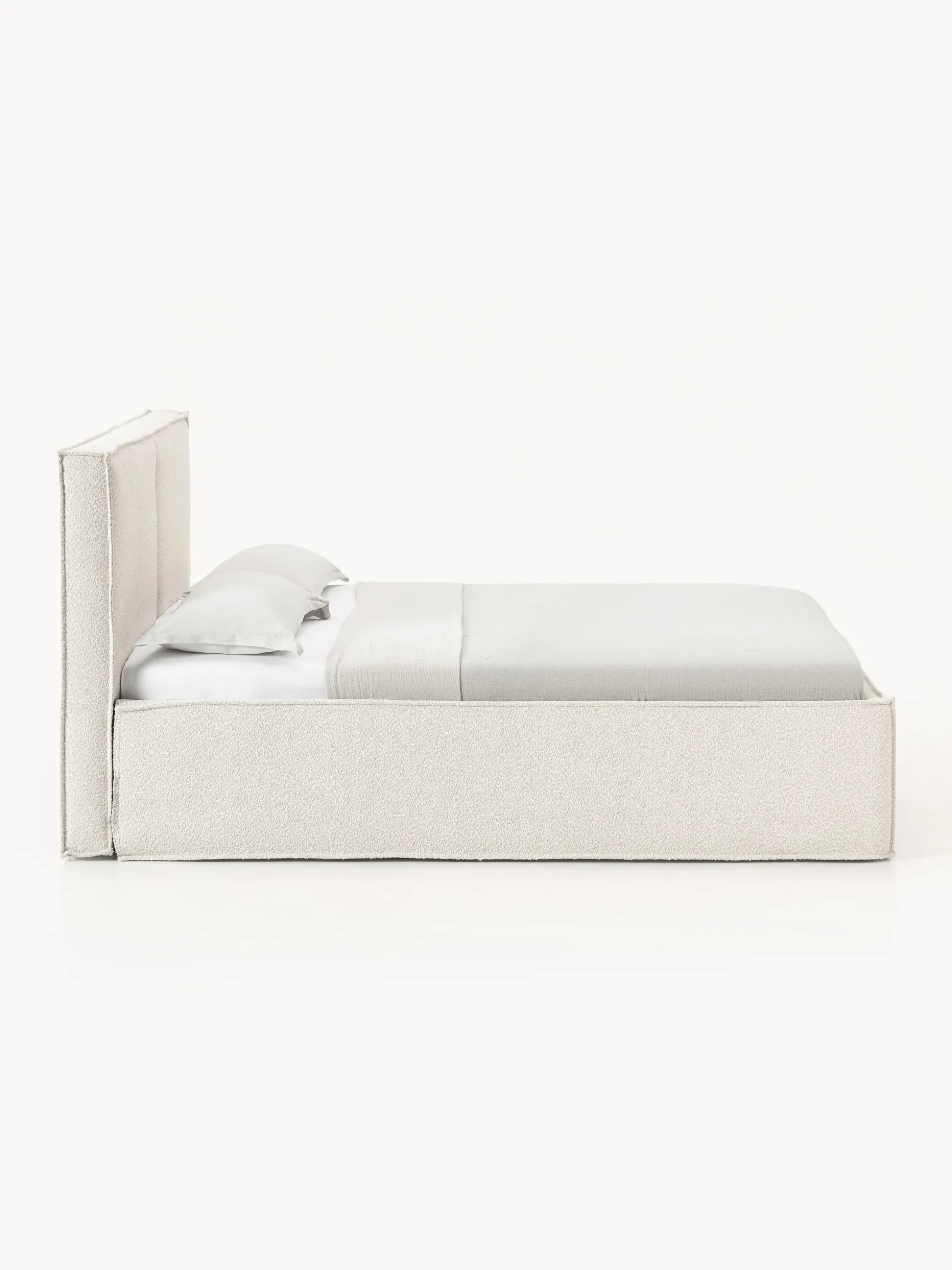 Letto imbottito in bouclé con contenitore Dream