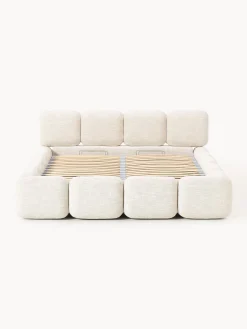 Letto imbottito in bouclé con contenitore Tayla
