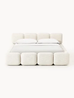 Letto imbottito in bouclé con contenitore Tayla
