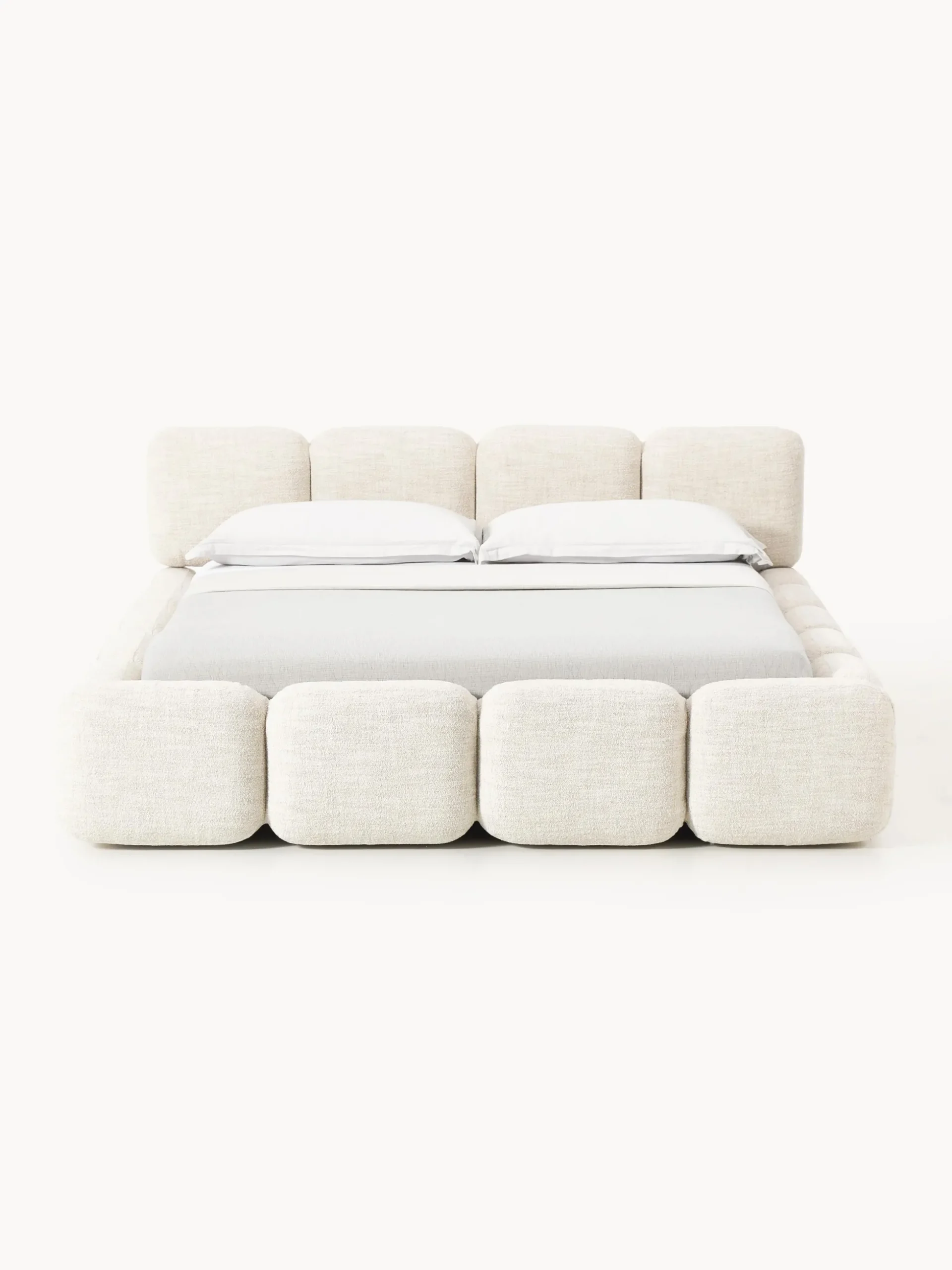 Letto imbottito in bouclé con contenitore Tayla