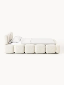 Letto imbottito in bouclé con contenitore Tayla