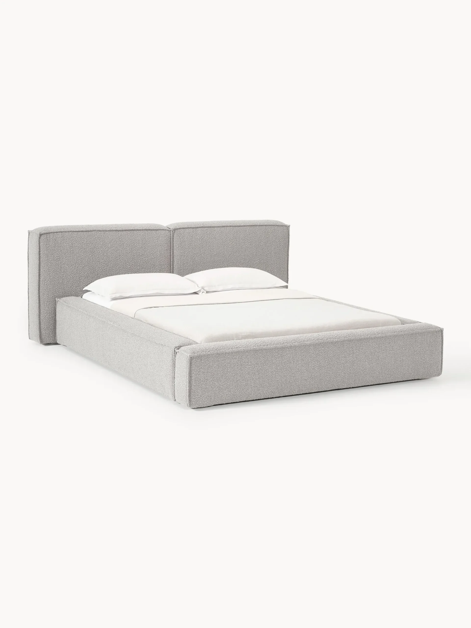 Letto imbottito in bouclé con contenitore Lennon