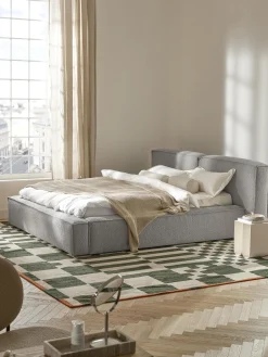 Letto imbottito in bouclé con contenitore Lennon