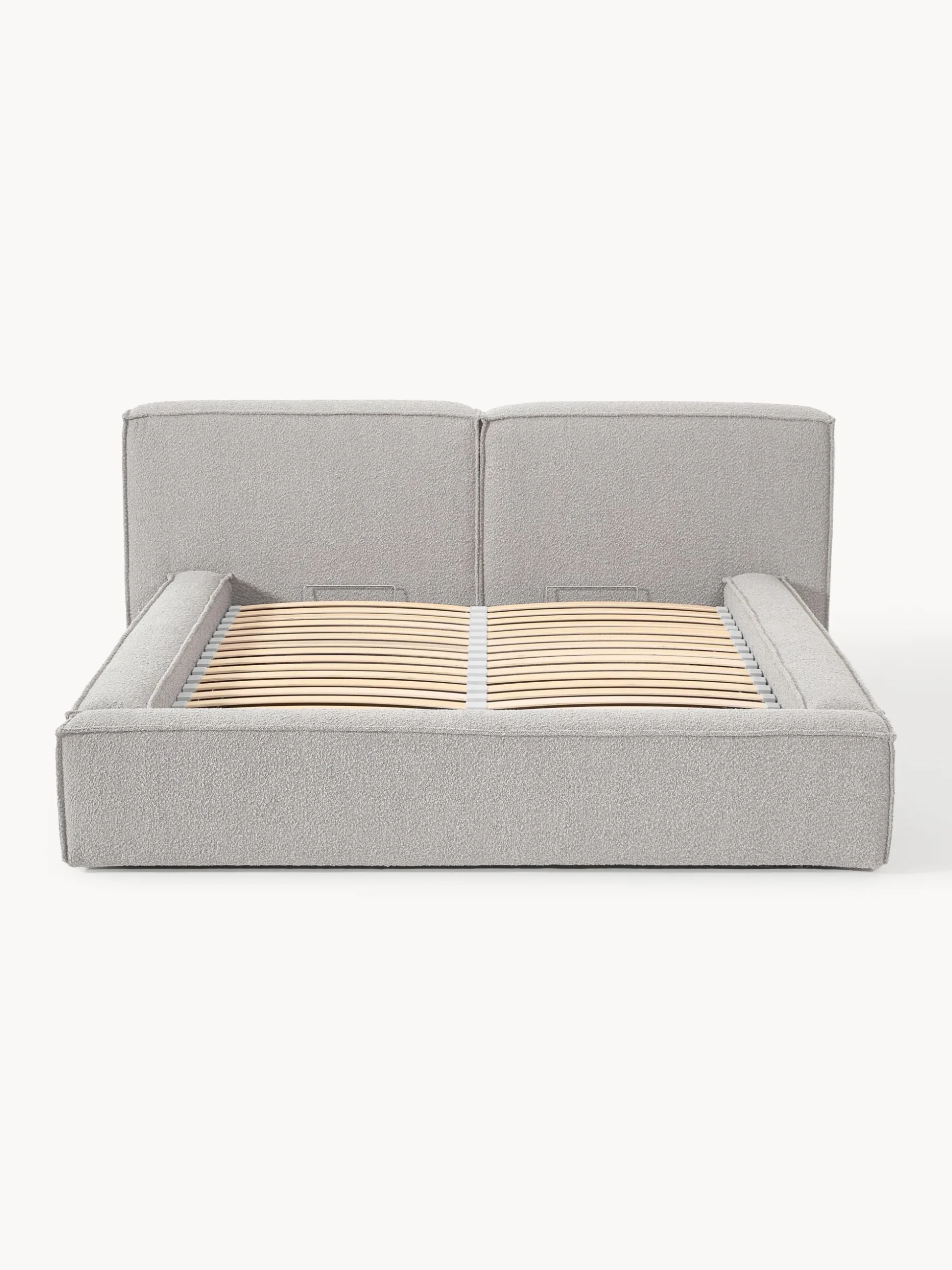 Letto imbottito in bouclé con contenitore Lennon