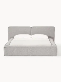 Letto imbottito in bouclé con contenitore Lennon