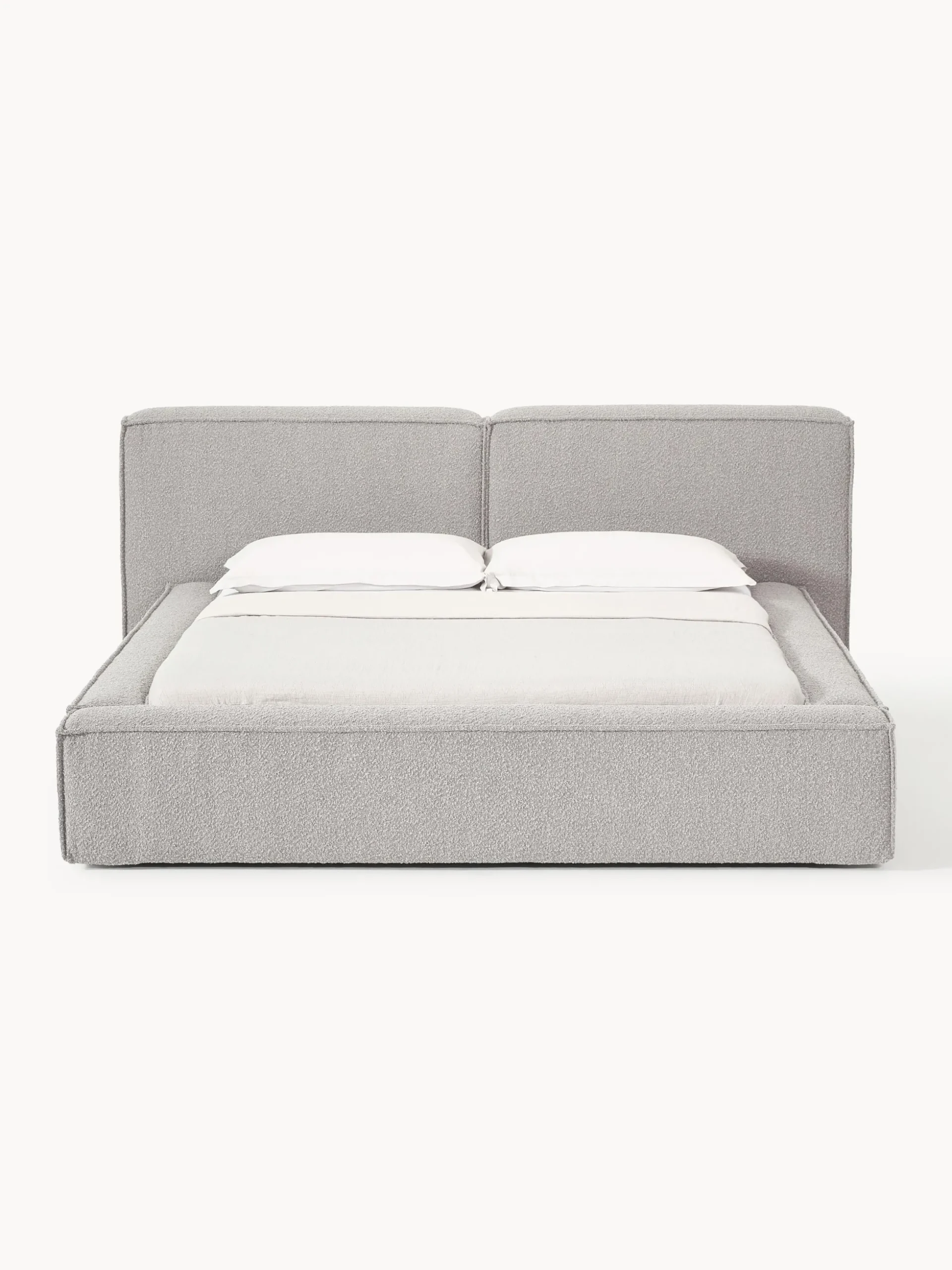 Letto imbottito in bouclé con contenitore Lennon
