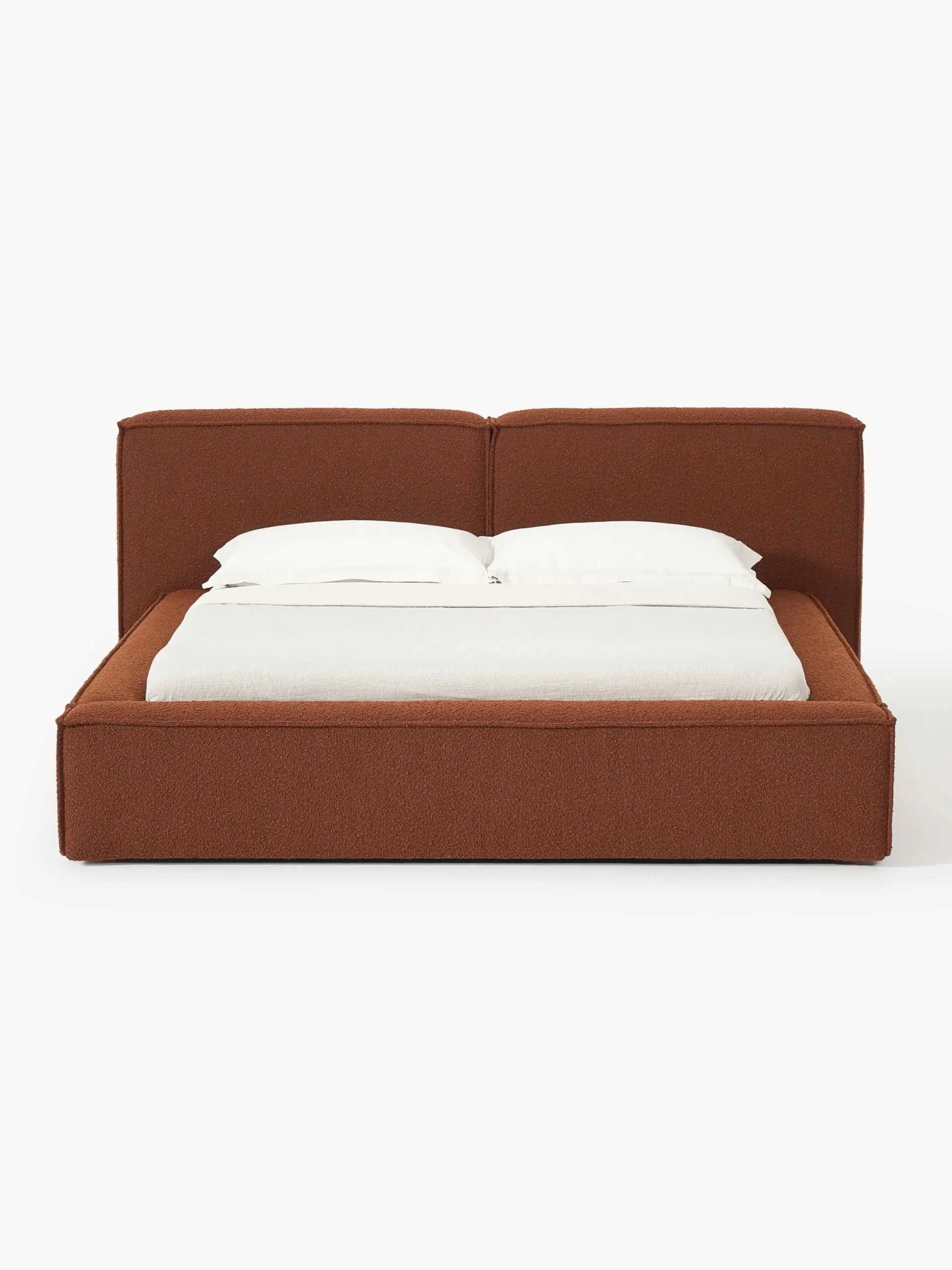 Letto imbottito in bouclé con contenitore Lennon