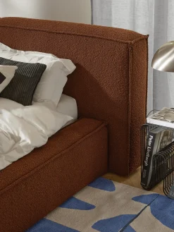 Letto imbottito in bouclé con contenitore Lennon