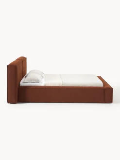 Letto imbottito in bouclé con contenitore Lennon
