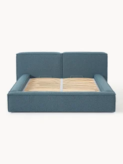 Letto imbottito in bouclé con contenitore Lennon