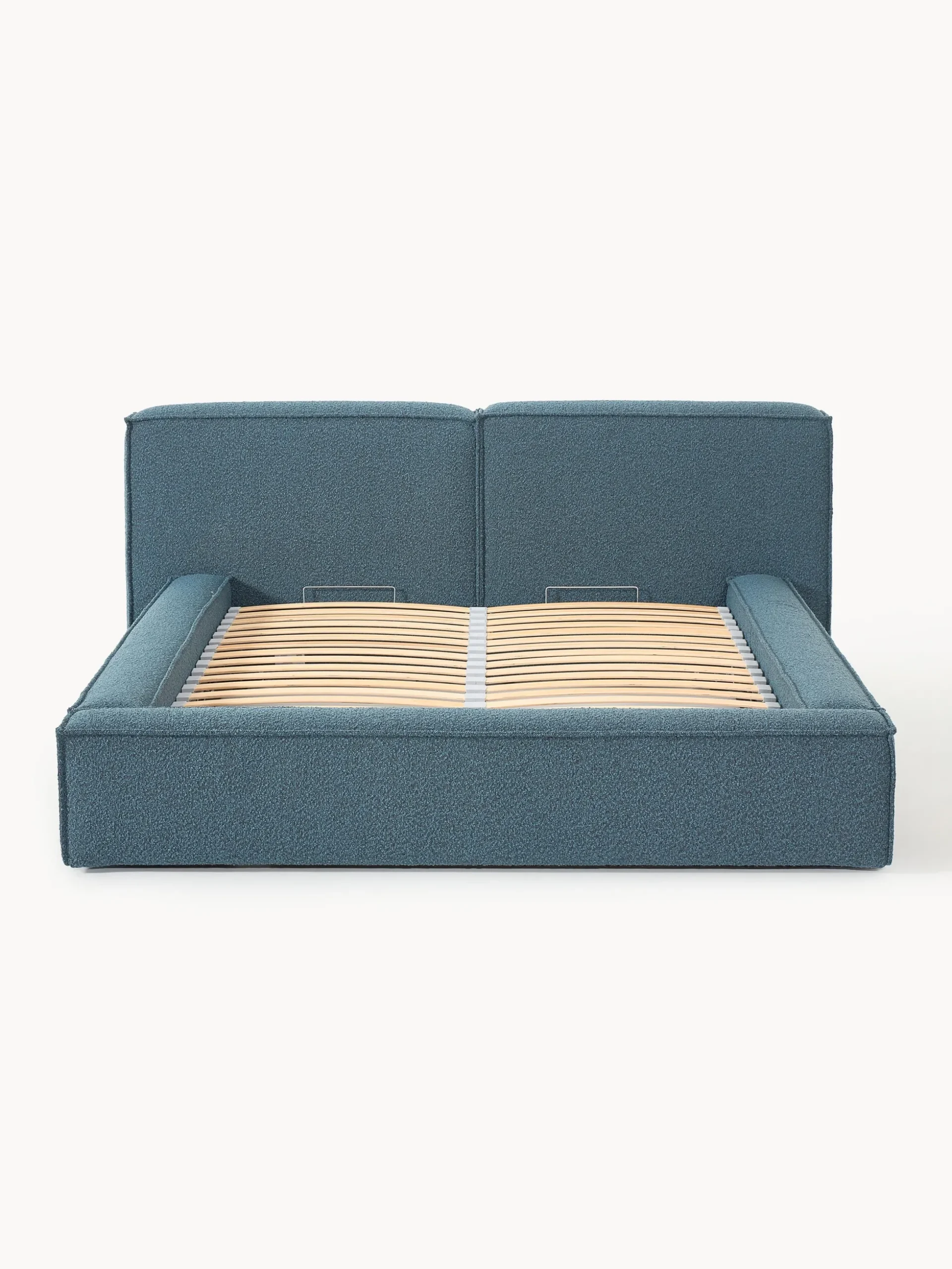 Letto imbottito in bouclé con contenitore Lennon