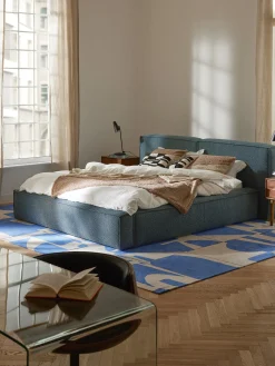Letto imbottito in bouclé con contenitore Lennon