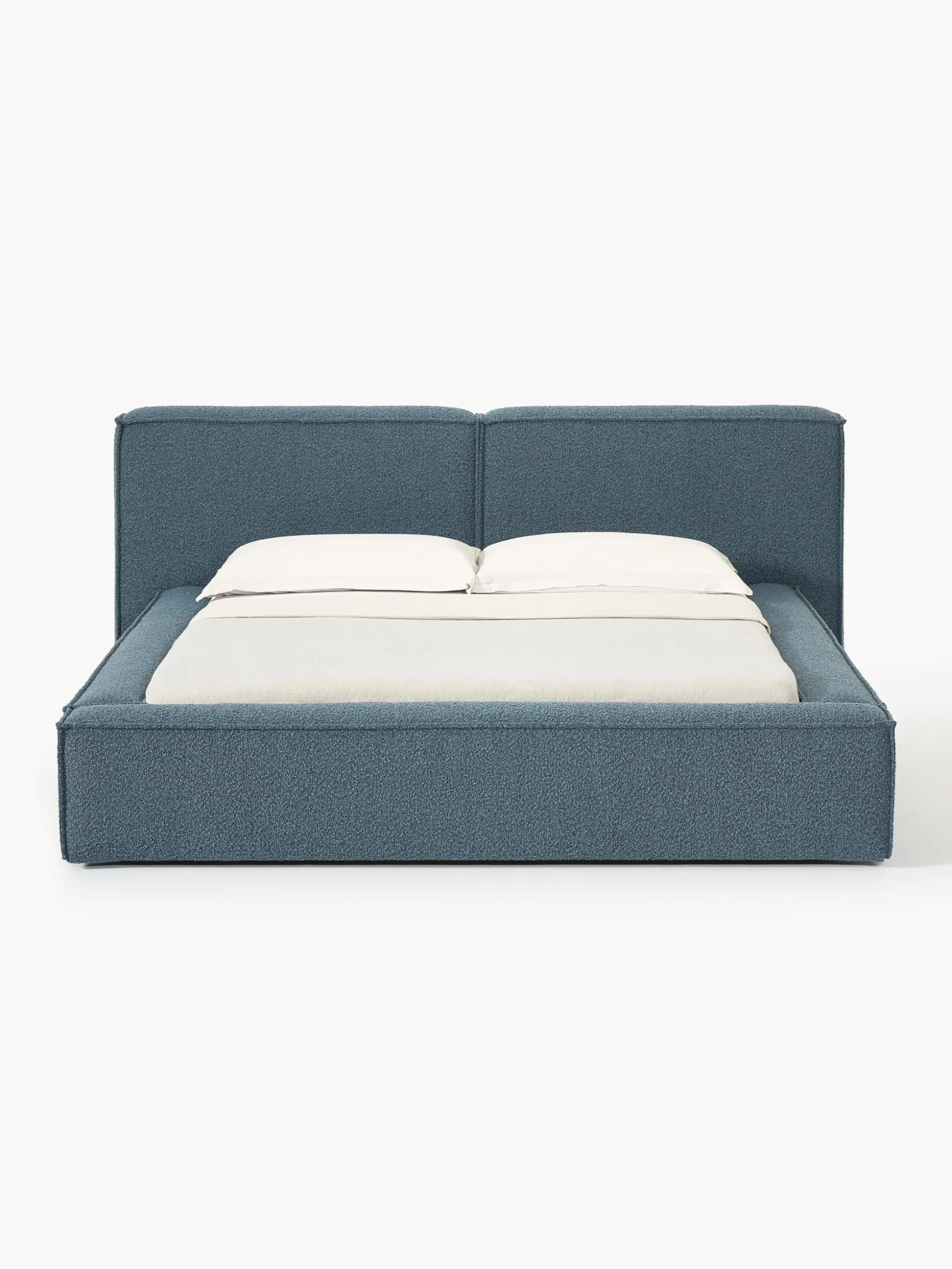 Letto imbottito in bouclé con contenitore Lennon