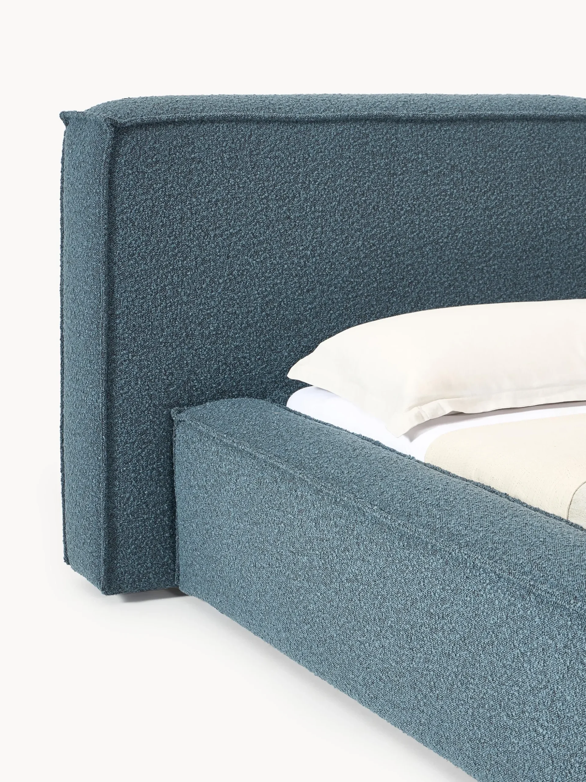 Letto imbottito in bouclé con contenitore Lennon