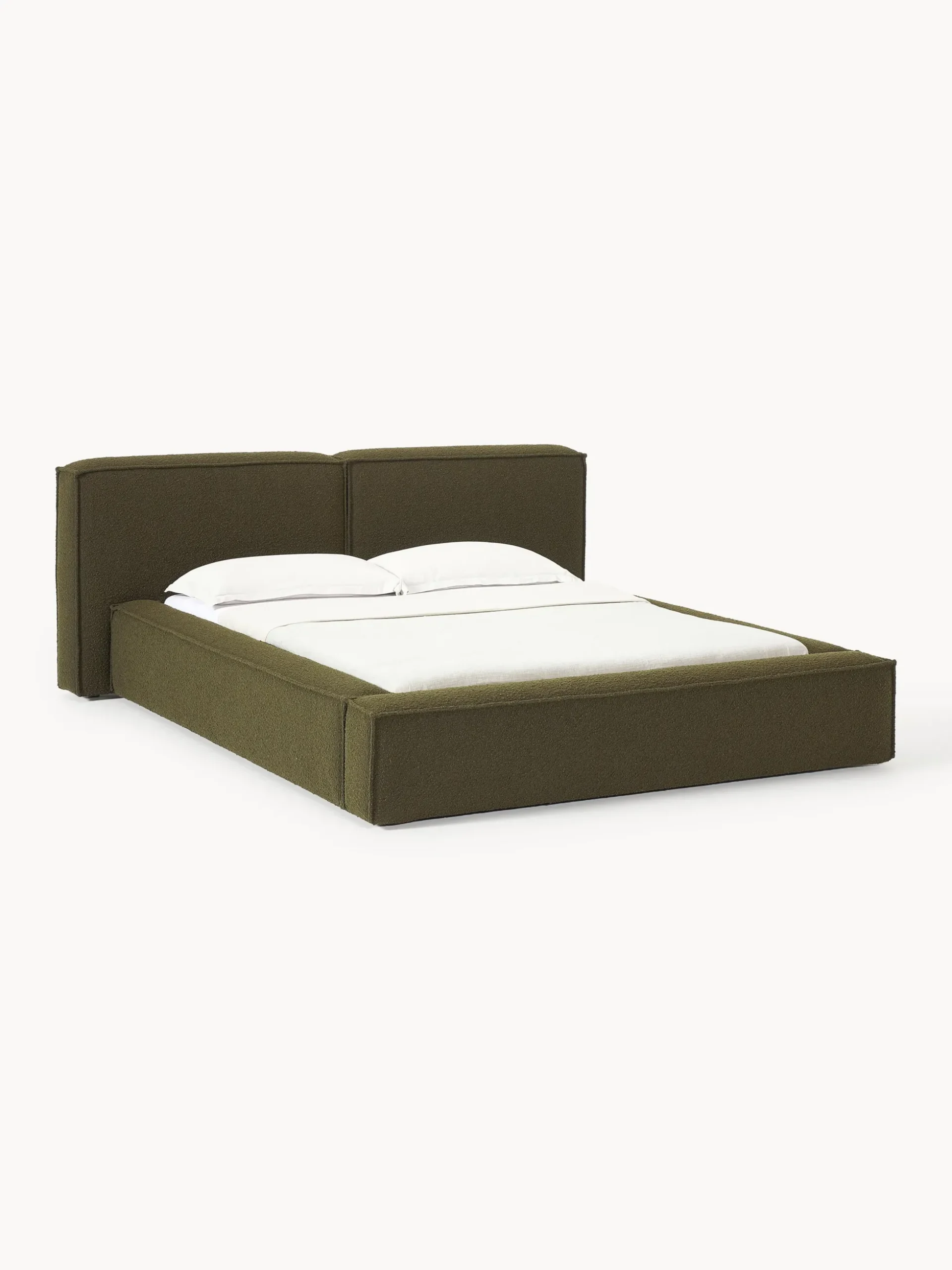 Letto imbottito in bouclé con contenitore Lennon