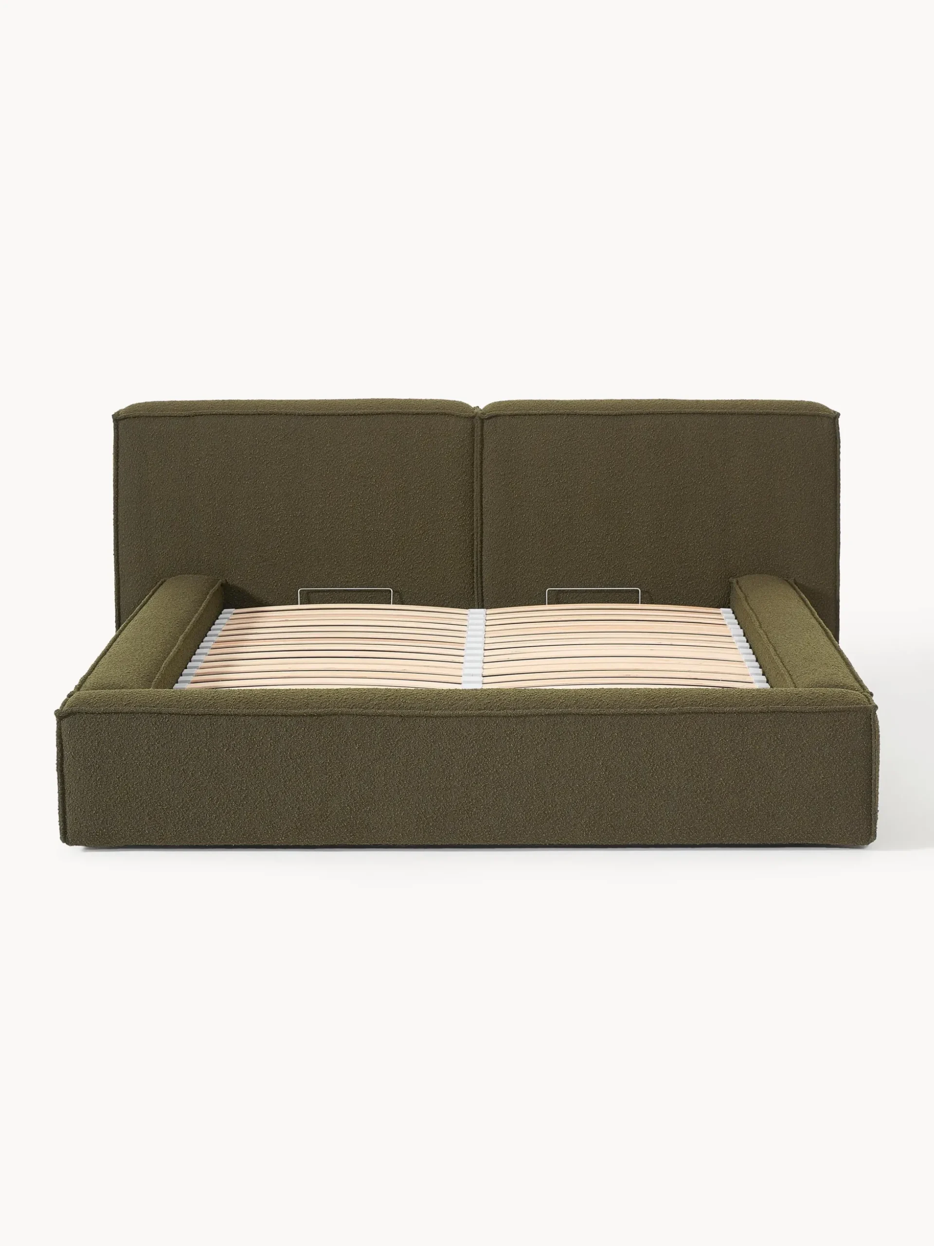 Letto imbottito in bouclé con contenitore Lennon