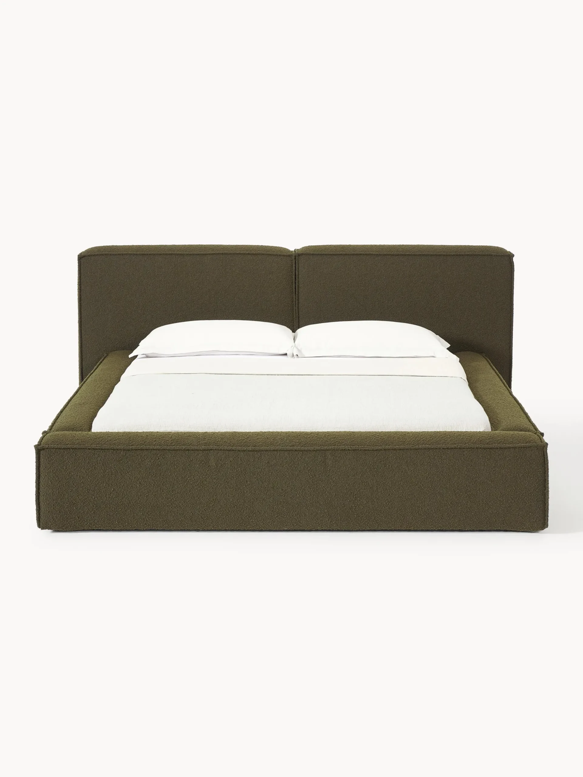 Letto imbottito in bouclé con contenitore Lennon
