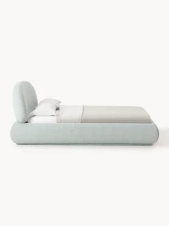 Letto imbottito in bouclé con contenitore Alba