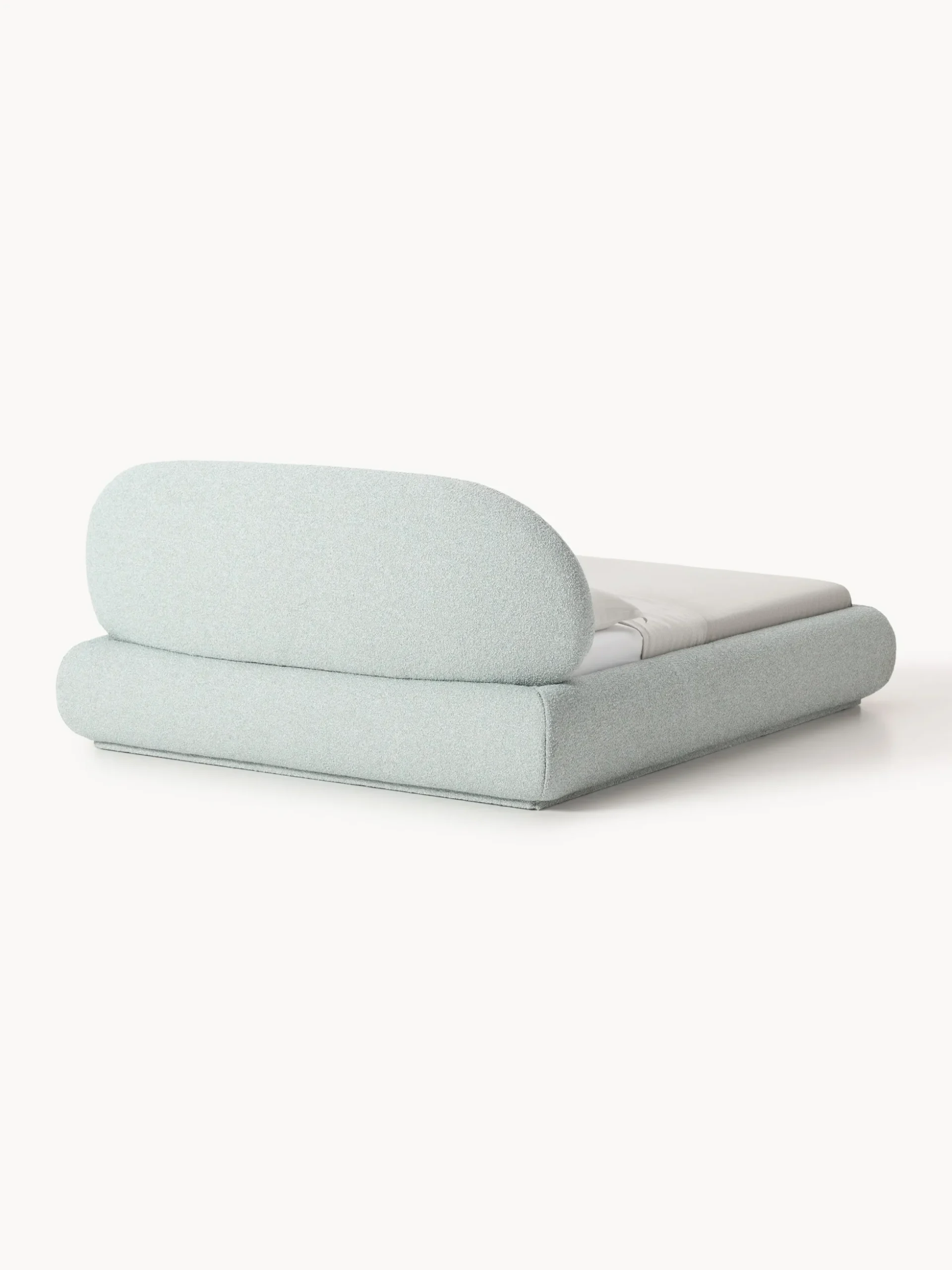 Letto imbottito in bouclé con contenitore Alba