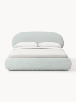 Letto imbottito in bouclé con contenitore Alba