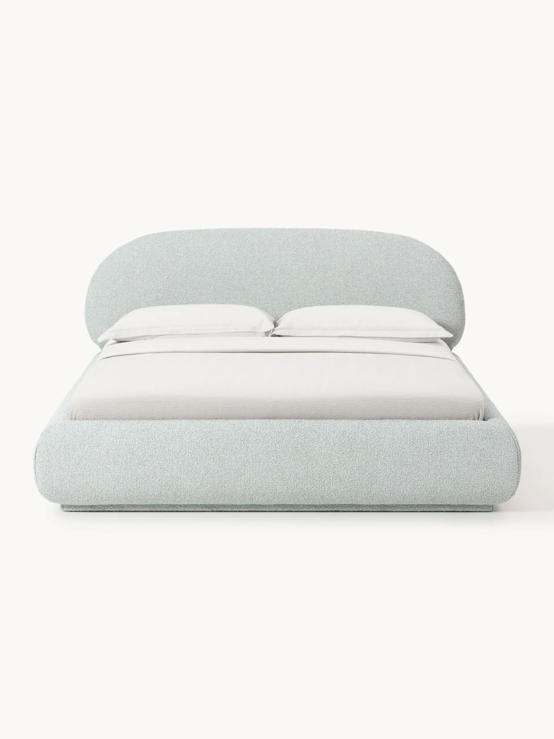 Letto imbottito in bouclé con contenitore Alba