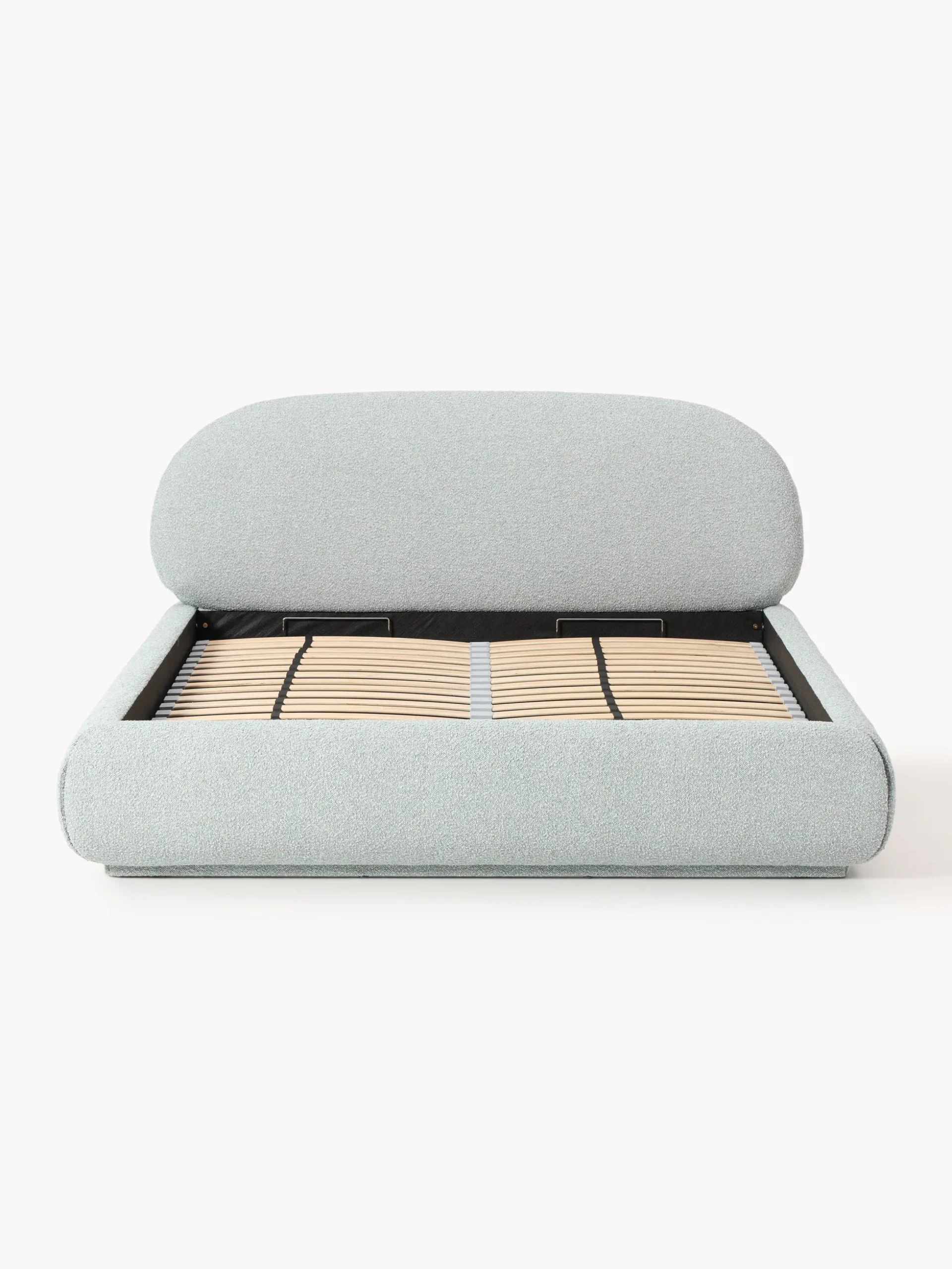 Letto imbottito in bouclé con contenitore Alba