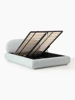 Letto imbottito in bouclé con contenitore Alba
