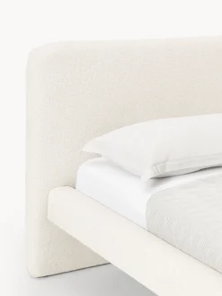 Letto imbottito in bouclé con gambe in metallo Olina
