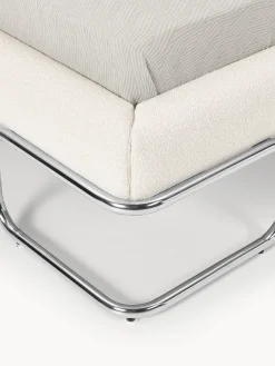 Letto imbottito in bouclé con gambe in metallo Olina