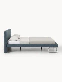 Letto imbottito in bouclé con gambe in metallo Olina