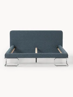 Letto imbottito in bouclé con gambe in metallo Olina