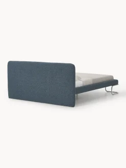 Letto imbottito in bouclé con gambe in metallo Olina