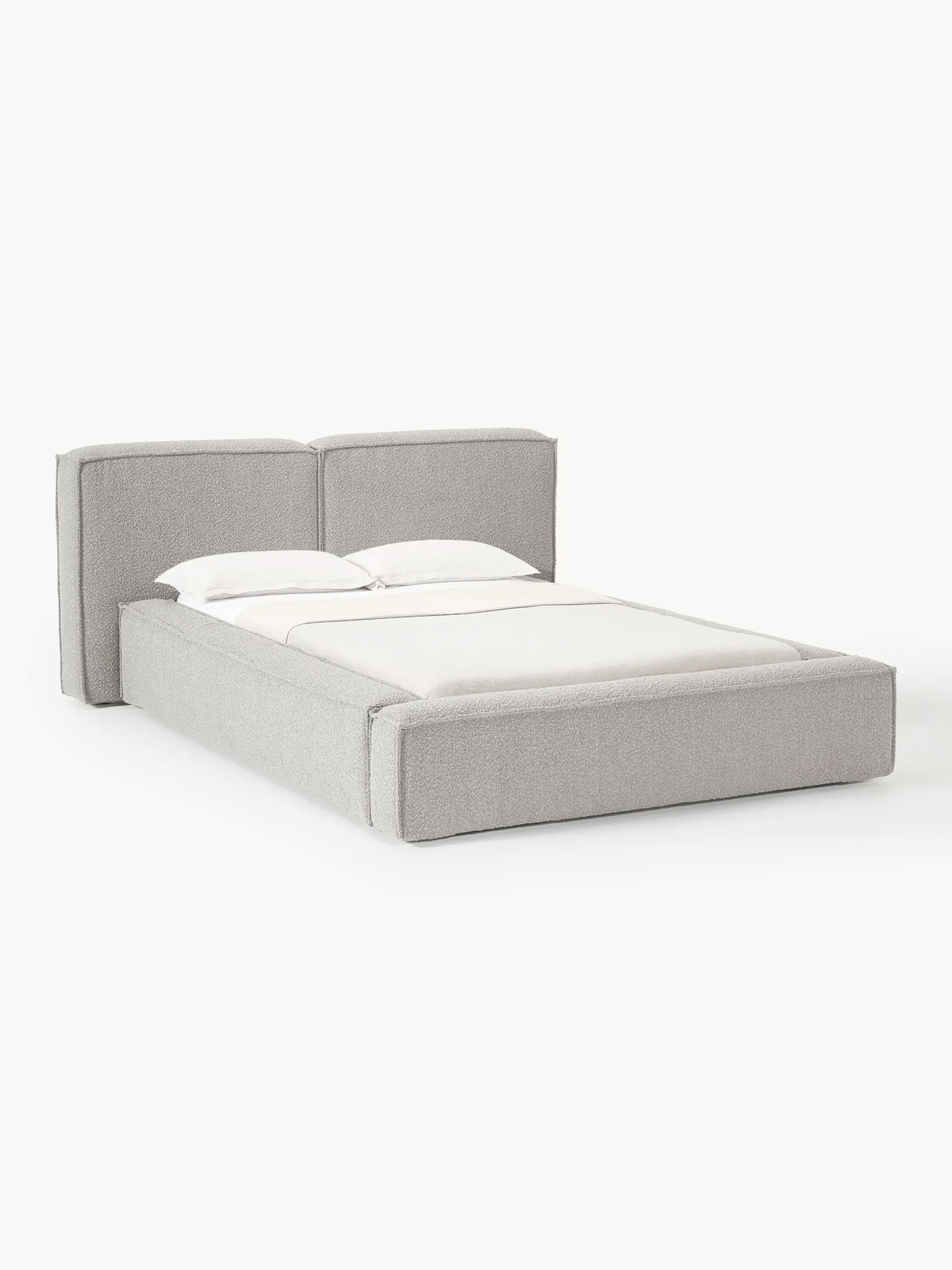 Letto imbottito in bouclé Lennon