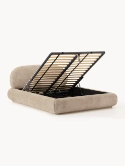 Letto imbottito in teddy bouclé con contenitore Alba