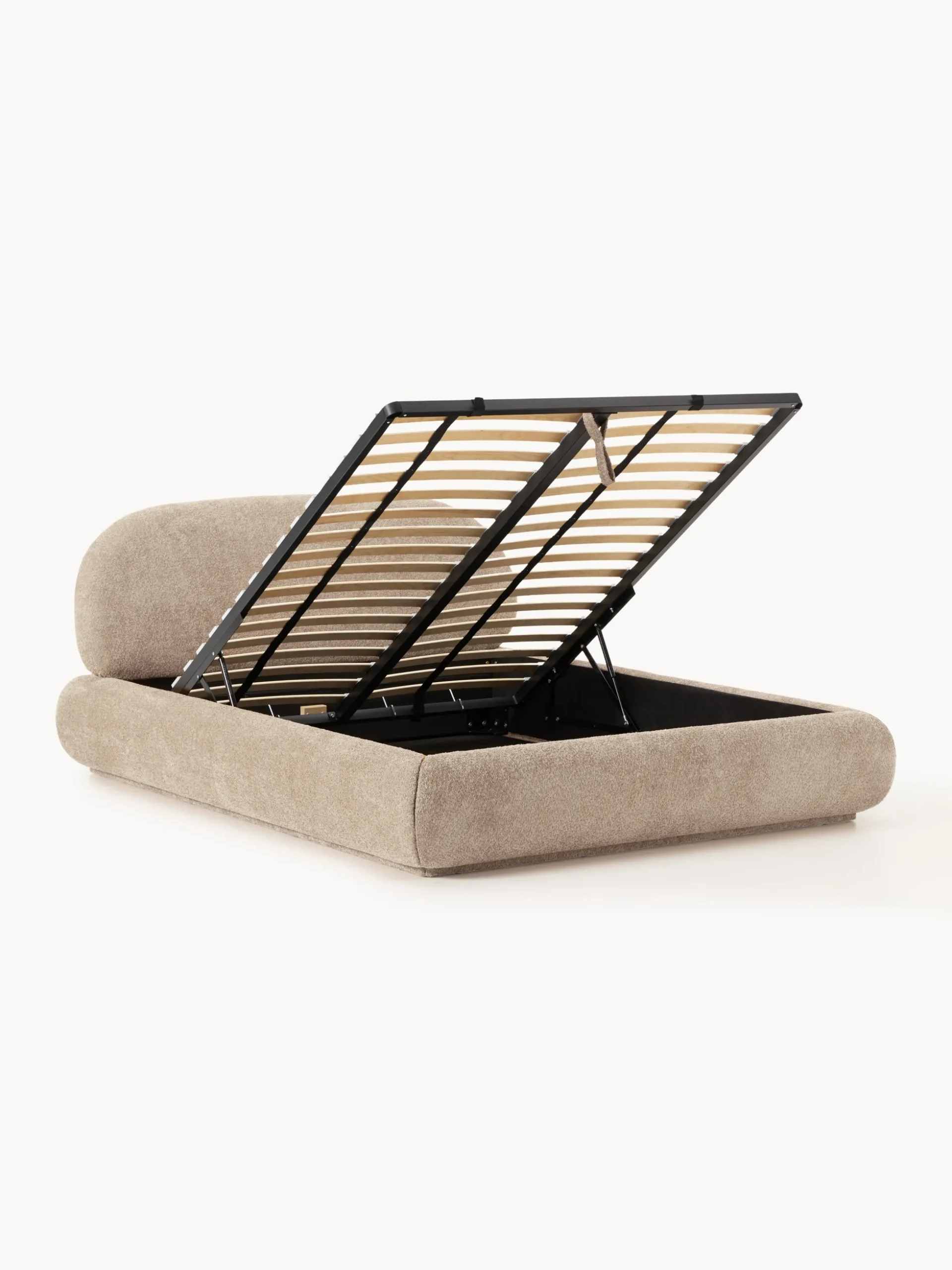 Letto imbottito in teddy bouclé con contenitore Alba