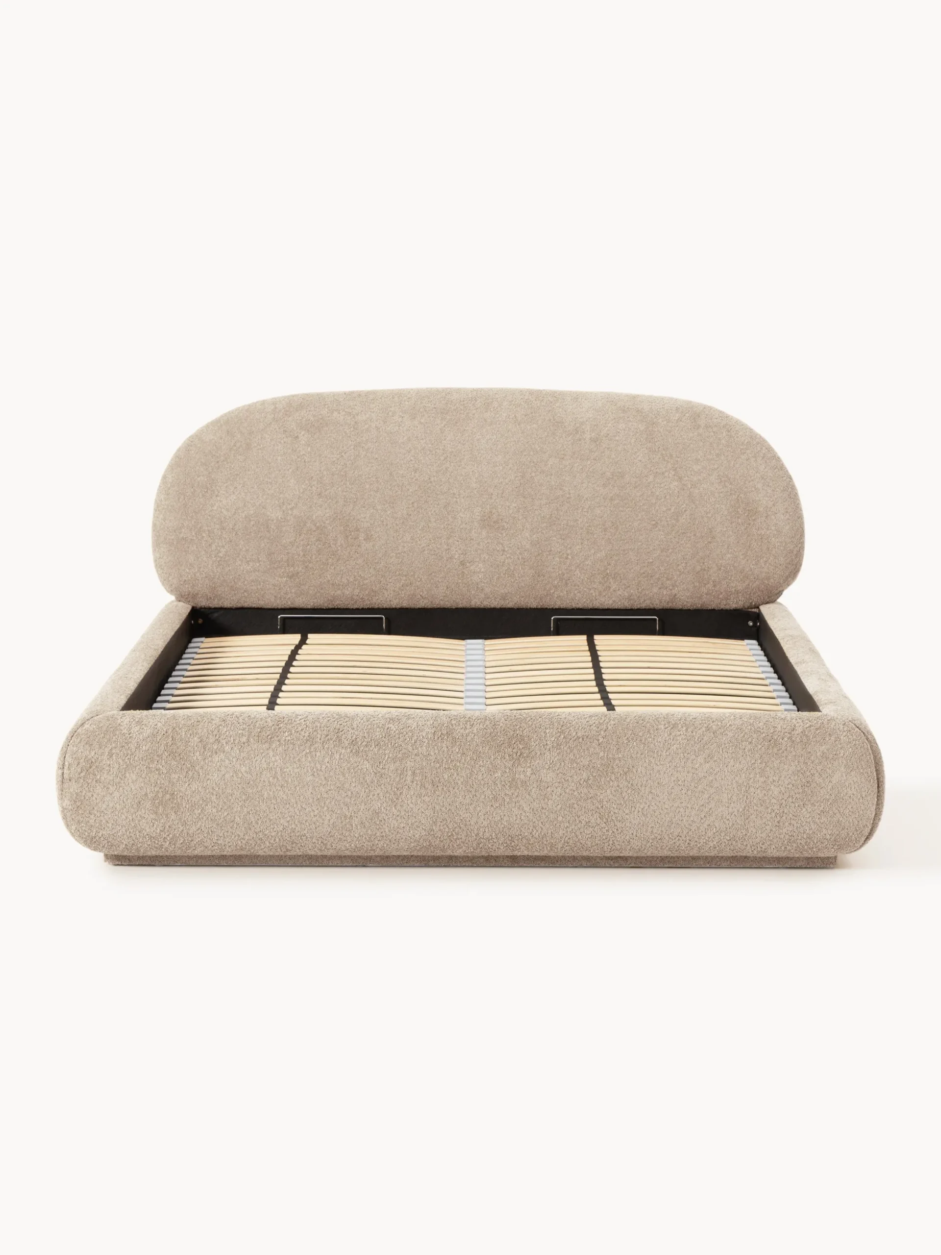 Letto imbottito in teddy bouclé con contenitore Alba