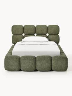 Letto imbottito in teddy bouclé con contenitore Tayla