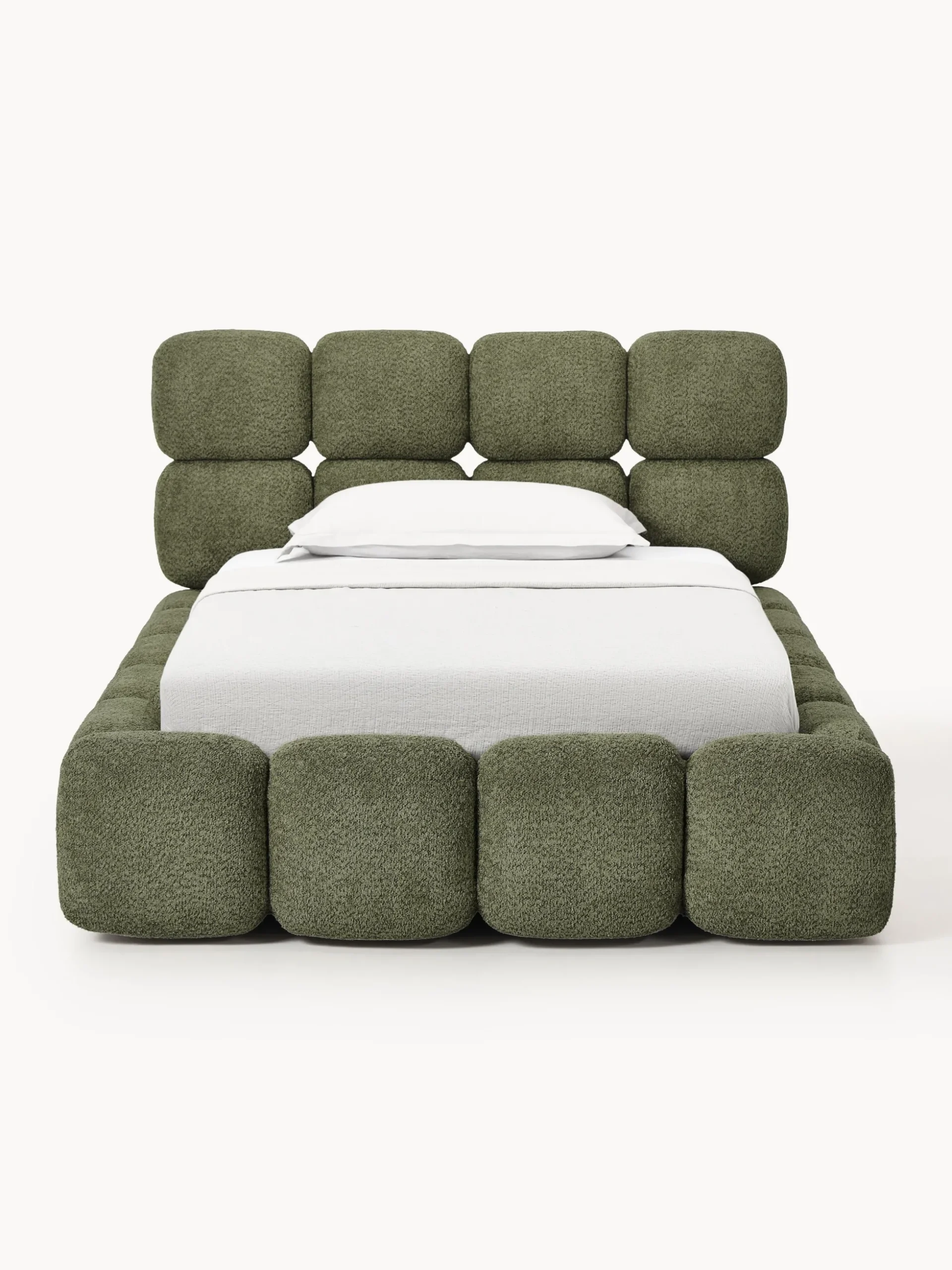 Letto imbottito in teddy bouclé con contenitore Tayla