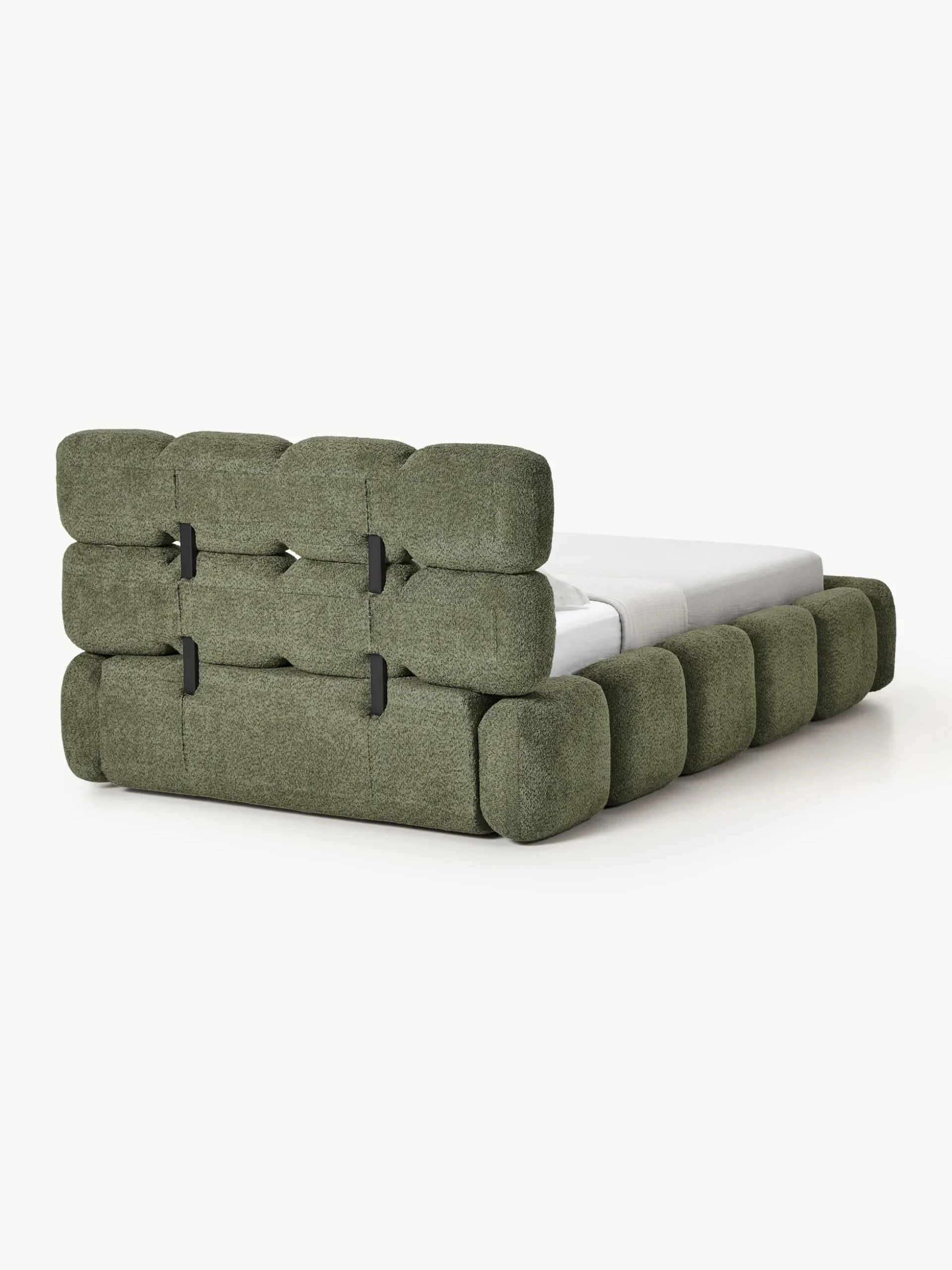 Letto imbottito in teddy bouclé con contenitore Tayla