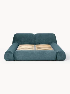 Letto imbottito in teddy bouclé con contenitore Wolke
