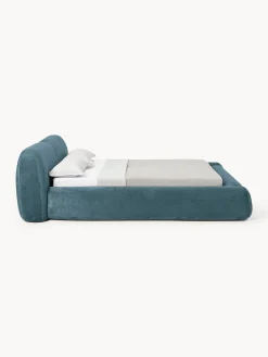 Letto imbottito in teddy bouclé con contenitore Wolke